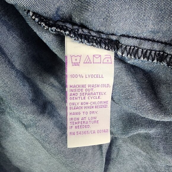 Womens Allison Daley Blue Shirt Button Down Long Sleeve Embroidered Flowers 2X - Picture 5 of 9